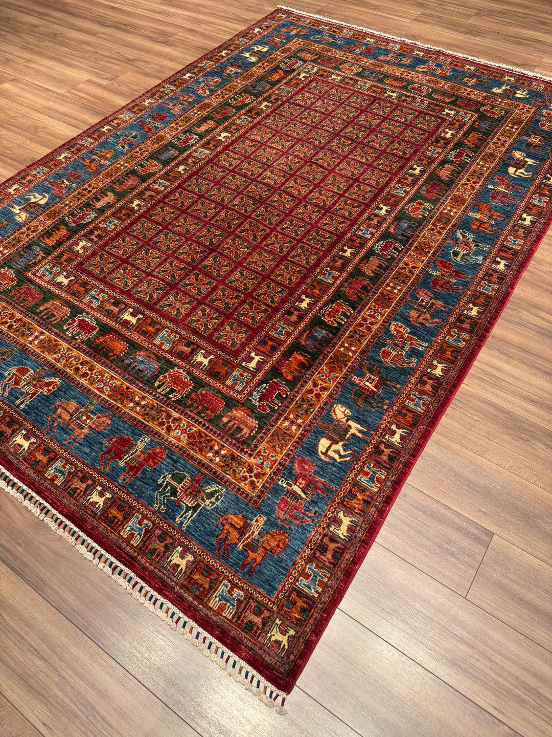 سجادة صوف أصلية من Pazırık منسوجة يدويًا ومتعددة الجذور ومُصبغة يدويًا 206 × 300 6.18 متر مربع - 7 × 10 قدم