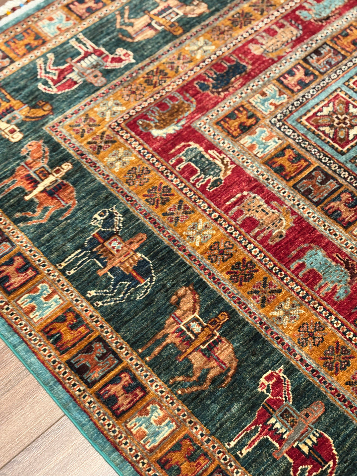 Pazırık Orijinal El Dokuması Multi Kök Boya Yün Halı 206x306 6.30 Metrekare - 7x10 ft