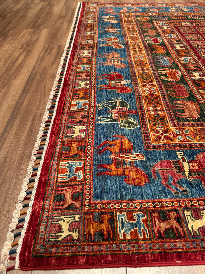 سجادة صوف أصلية من Pazırık منسوجة يدويًا ومتعددة الجذور ومُصبغة يدويًا 206 × 300 6.18 متر مربع - 7 × 10 قدم