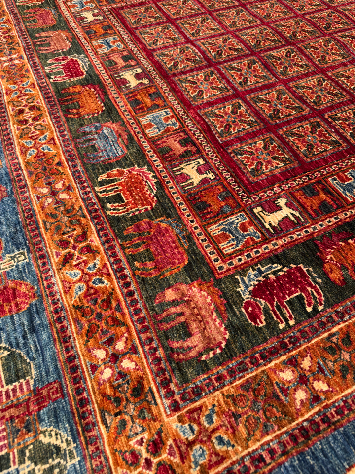 سجادة صوف أصلية من Pazırık منسوجة يدويًا ومتعددة الجذور ومُصبغة يدويًا 206 × 300 6.18 متر مربع - 7 × 10 قدم