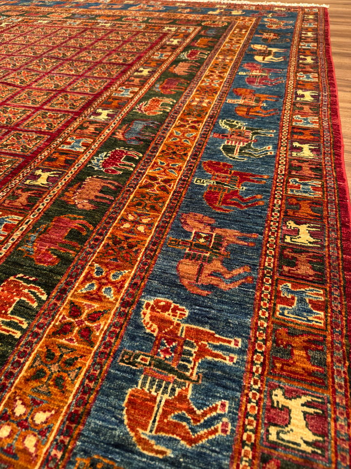 سجادة صوف أصلية من Pazırık منسوجة يدويًا ومتعددة الجذور ومُصبغة يدويًا 206 × 300 6.18 متر مربع - 7 × 10 قدم