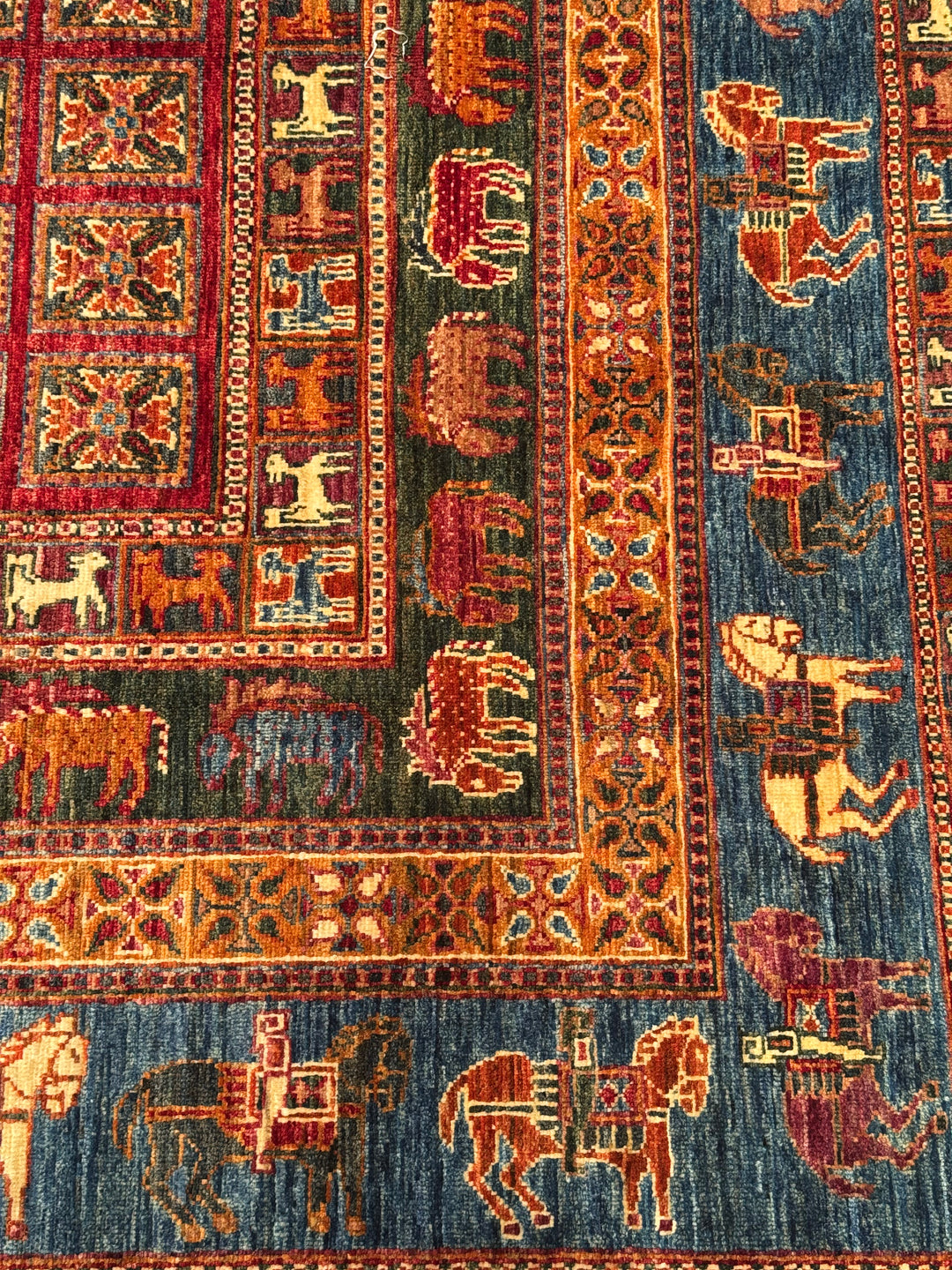 سجادة صوف أصلية من Pazırık منسوجة يدويًا ومتعددة الجذور ومُصبغة يدويًا 206 × 300 6.18 متر مربع - 7 × 10 قدم