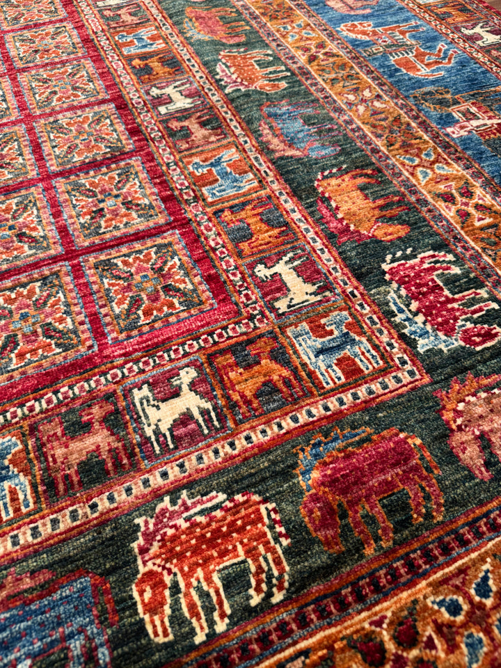 سجادة صوف أصلية من Pazırık منسوجة يدويًا ومتعددة الجذور ومُصبغة يدويًا 206 × 300 6.18 متر مربع - 7 × 10 قدم