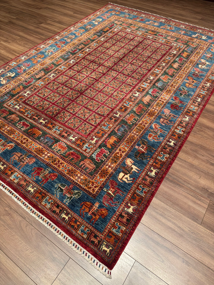 سجادة صوف أصلية من Pazırık منسوجة يدويًا ومتعددة الجذور ومُصبغة يدويًا 206 × 300 6.18 متر مربع - 7 × 10 قدم