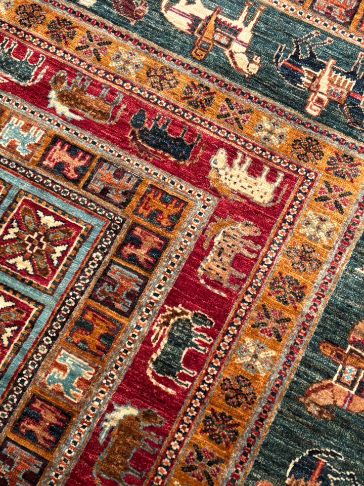 Pazırık Orijinal El Dokuması Multi Kök Boya Yün Halı 206x306 6.30 Metrekare - 7x10 ft