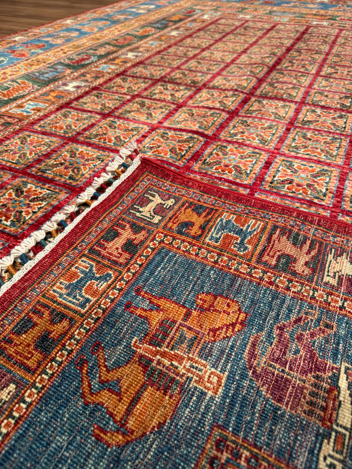 سجادة صوف أصلية من Pazırık منسوجة يدويًا ومتعددة الجذور ومُصبغة يدويًا 206 × 300 6.18 متر مربع - 7 × 10 قدم