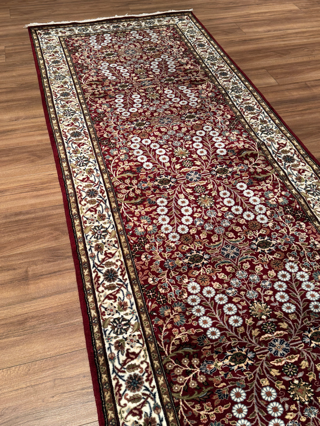 Hereke Orijinal El Dokuması Kırmızı Yün Bambu Yolluk 101x299 3.02 Metrekare - 3x10 ft