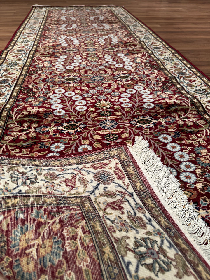 Hereke Orijinal El Dokuması Kırmızı Yün Bambu Yolluk 101x299 3.02 Metrekare - 3x10 ft