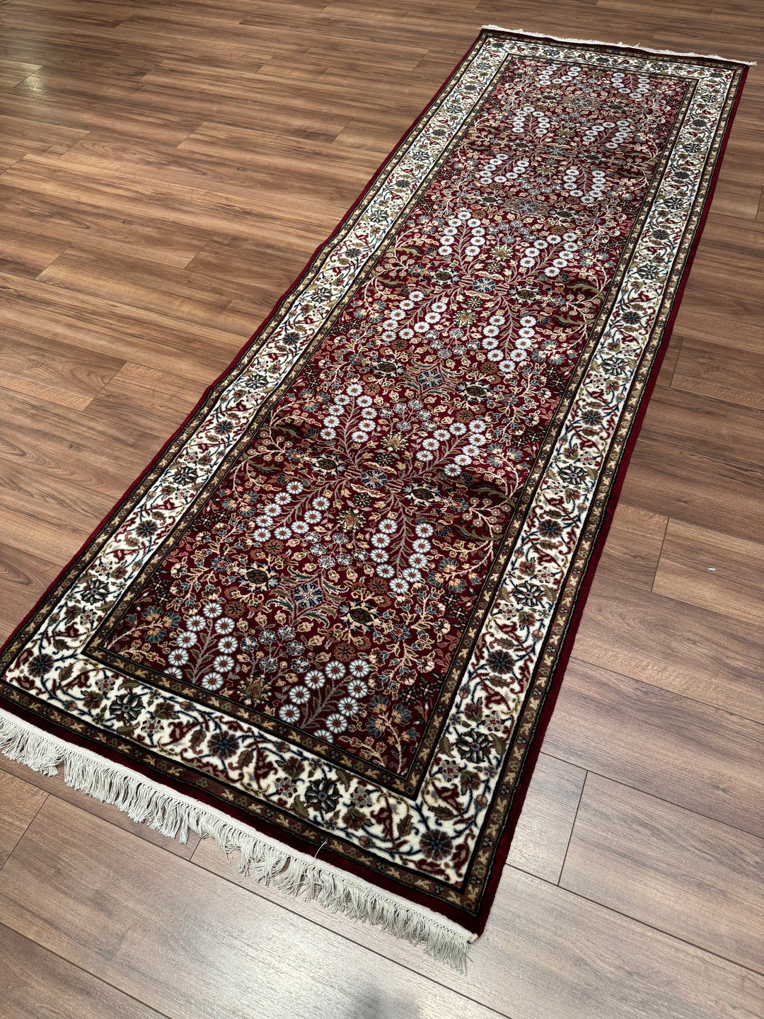 Hereke Orijinal El Dokuması Kırmızı Yün Bambu Yolluk 101x299 3.02 Metrekare - 3x10 ft