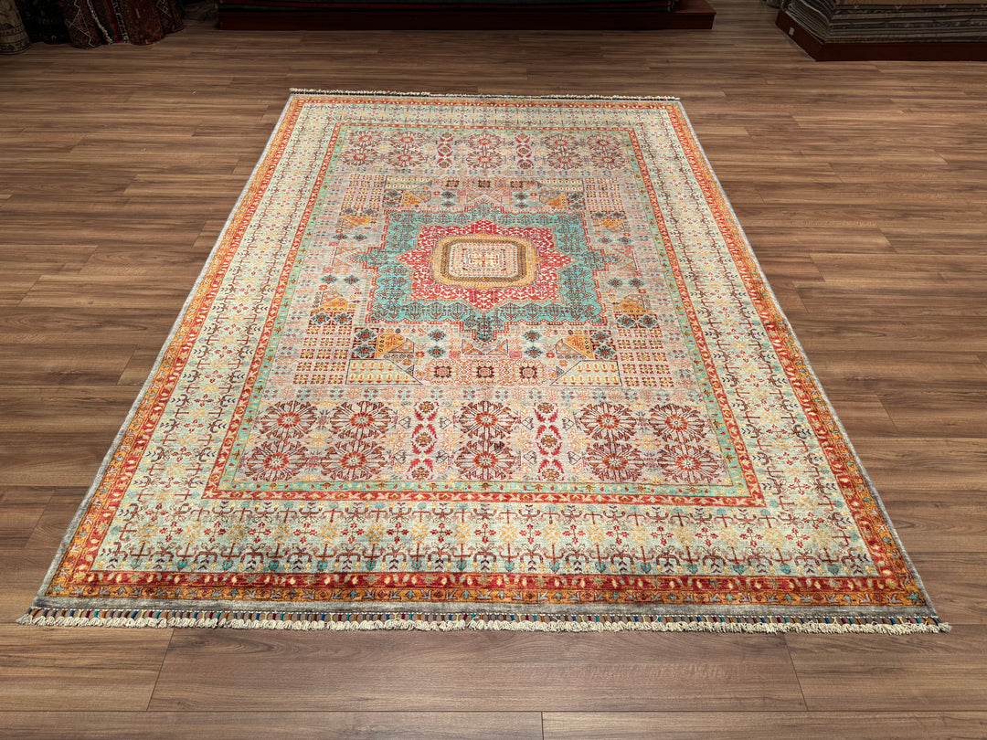 Mamluk Original Hand Woven Multi Vegetable Dyed Wool Carpet 210x300 6.30 Square Meters - 7x10 ft