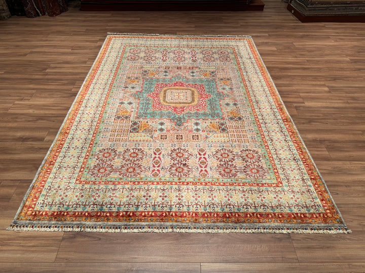 Mamluk Original Hand Woven Multi Vegetable Dyed Wool Carpet 210x300 6.30 Square Meters - 7x10 ft