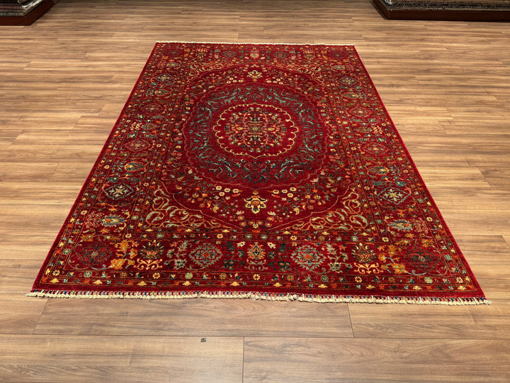 Heriz Original Hand Woven Red Vegetable Dyed Wool Carpet 211x293 6.18 Square Meters - 7x10 ft