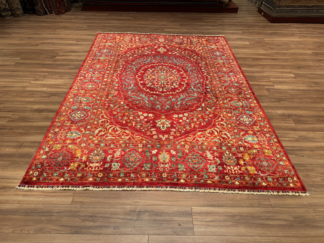 Heriz Original Hand Woven Red Vegetable Dyed Wool Carpet 211x293 6.18 Square Meters - 7x10 ft