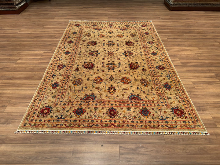 Sultani Binbirgece Original Hand Woven Beige Vegetable Dyed Wool Carpet 205x300 6.15 Square Meters - 6x10 ft