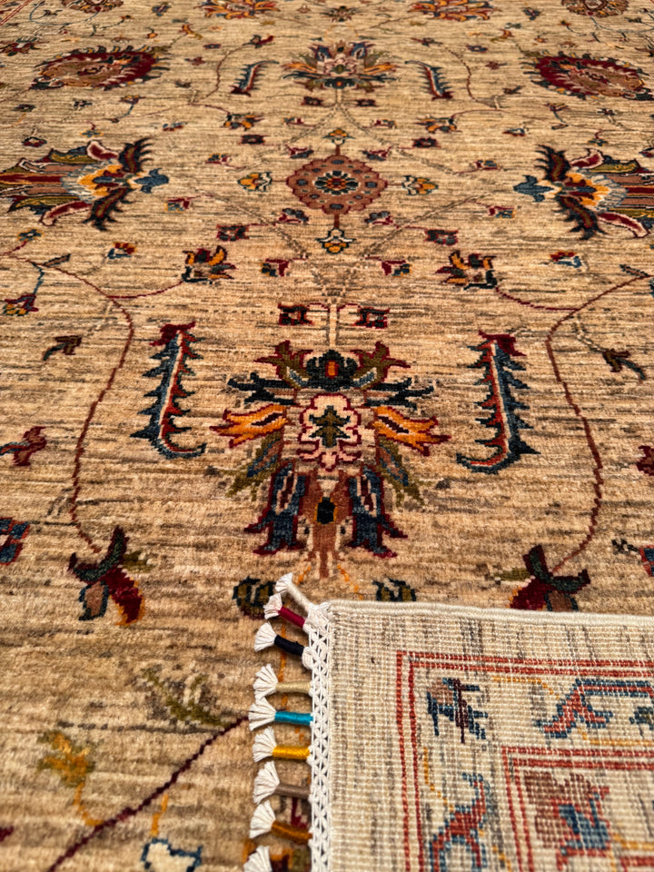 Sultani Binbirgece Original Hand Woven Beige Vegetable Dyed Wool Carpet 205x300 6.15 Square Meters - 6x10 ft