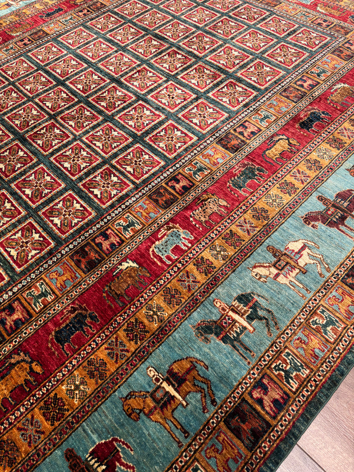 Pazırık Orijinal El Dokuması Multi Kök Boya Yün Halı 207x296 6.13 Metrekare - 7x10 ft