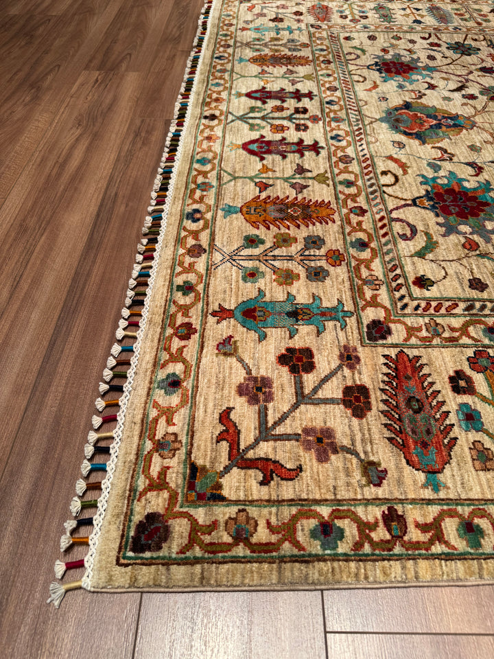 Sultani Binbirgece Original Hand Woven Beige Vegetable Dyed Wool Carpet 213x308 6.56 Square Meters - 6x10 ft