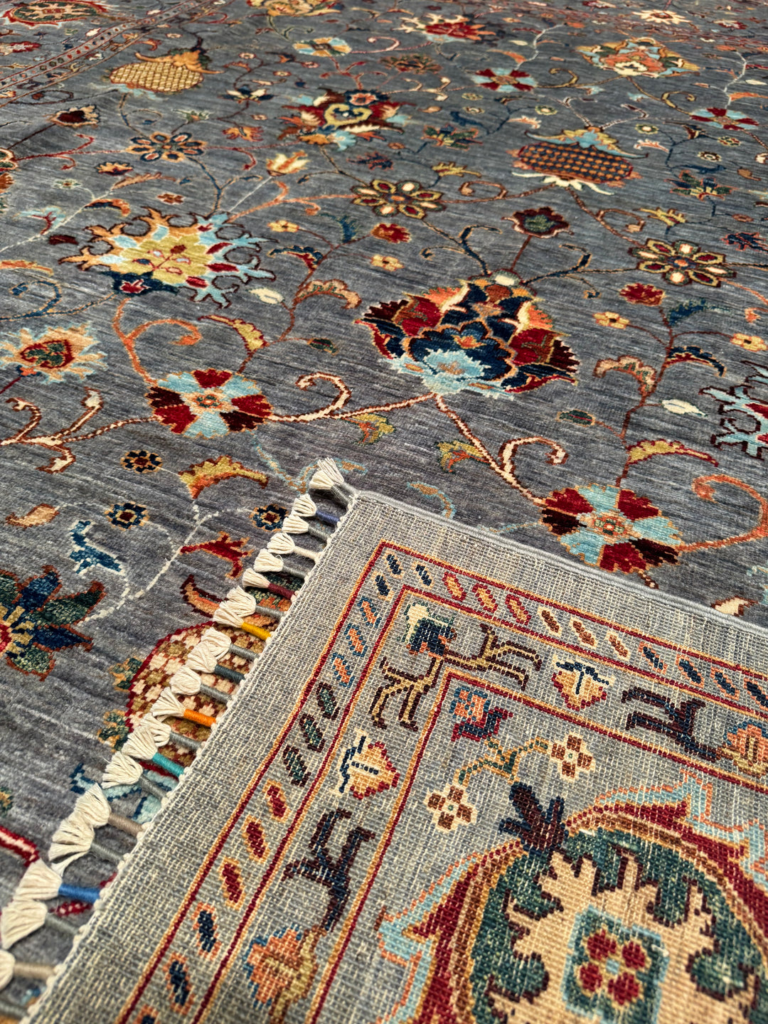 Sultani Binbirgece Original Hand Woven Gray Vegetable Dyed Wool Carpet 249x300 7.47 Square Meters - 6x10 ft