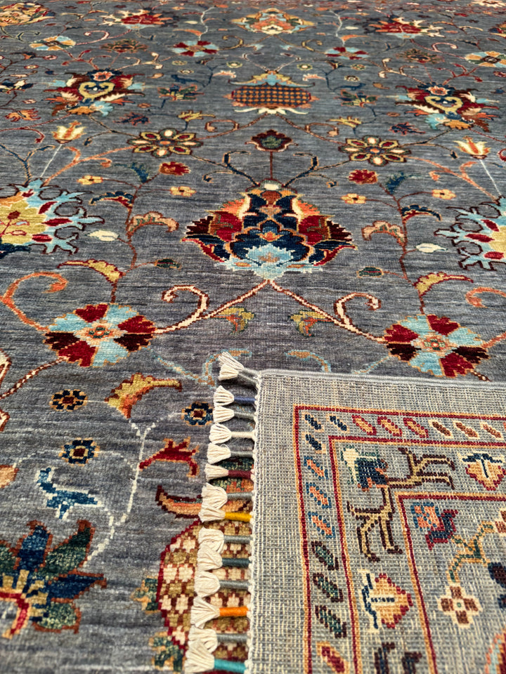 Sultani Binbirgece Original Hand Woven Gray Vegetable Dyed Wool Carpet 249x300 7.47 Square Meters - 6x10 ft