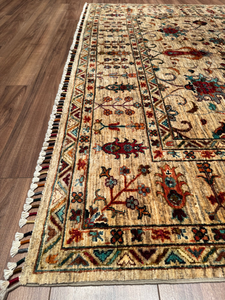 Sultani Binbirgece Original Hand-Woven Beige Vegetable Dyed Wool Carpet 204x292 5.96 Square Meters - 7x10 ft