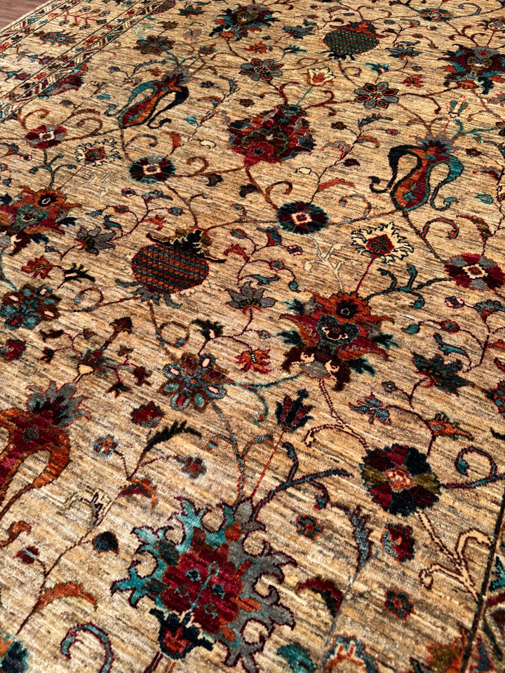 Sultani Binbirgece Original Hand-Woven Beige Vegetable Dyed Wool Carpet 204x292 5.96 Square Meters - 7x10 ft