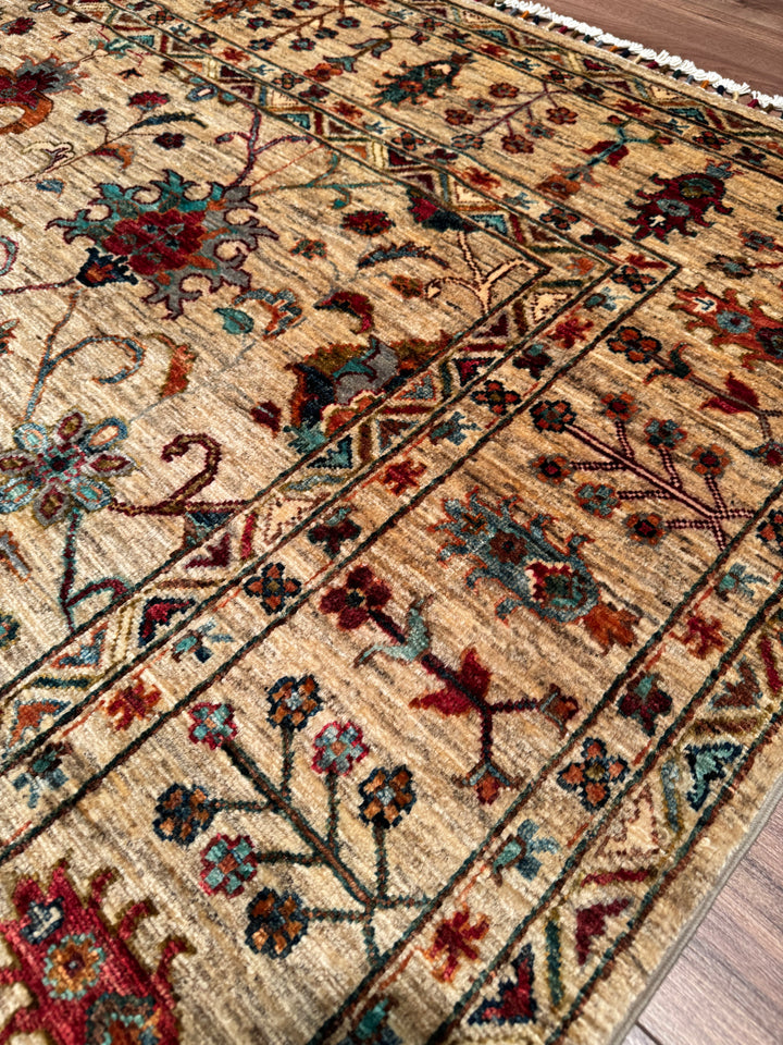 Sultani Binbirgece Original Hand-Woven Beige Vegetable Dyed Wool Carpet 204x292 5.96 Square Meters - 7x10 ft