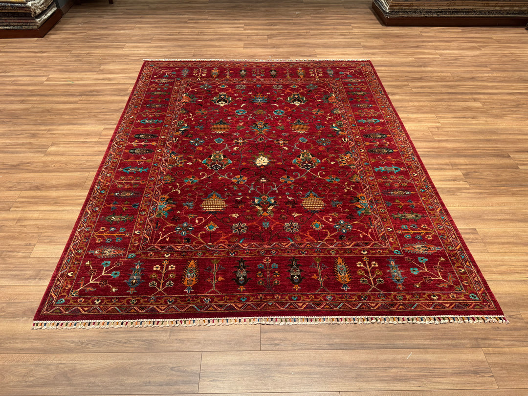 Sultani Binbirgece Original Hand Woven Red Vegetable Dyed Wool Carpet 256x299 7.65 Square Meters - 6x10 ft