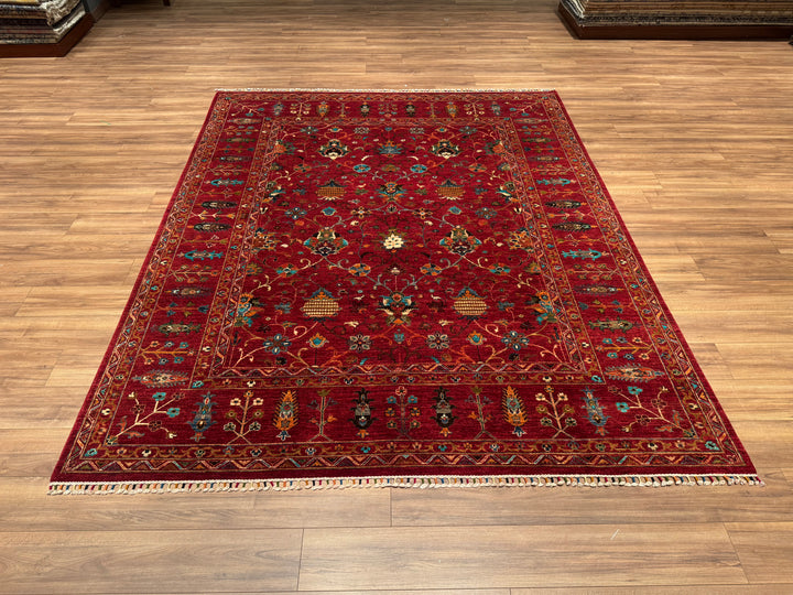 Sultani Binbirgece Original Hand Woven Red Vegetable Dyed Wool Carpet 256x299 7.65 Square Meters - 6x10 ft