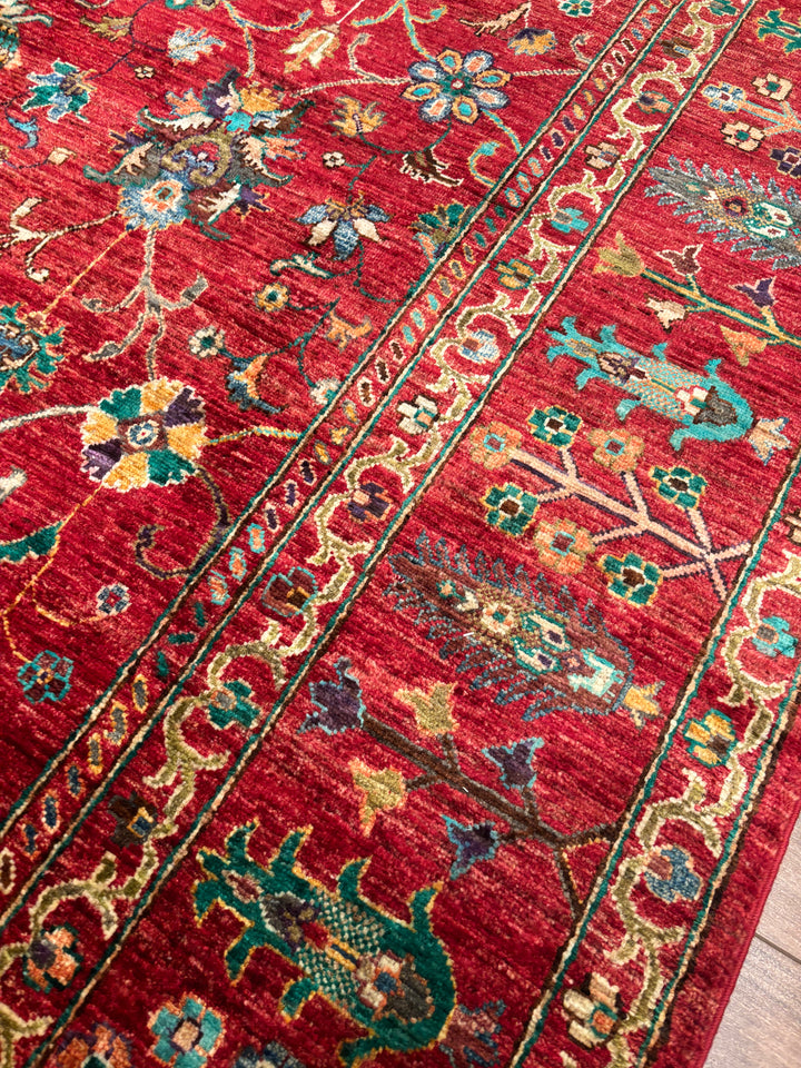 Sultani Binbirgece Orijinal El Dokuması Kırmızı Kök Boya Yün Halı 208x319 6.64 Metrekare - 7x10 ft