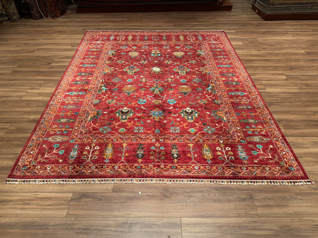 Sultani Binbirgece Original Hand Woven Red Vegetable Dyed Wool Carpet 256x299 7.65 Square Meters - 6x10 ft