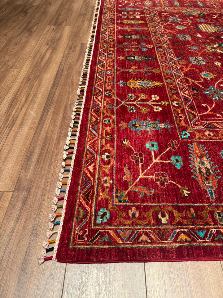 Sultani Binbirgece Original Hand Woven Red Vegetable Dyed Wool Carpet 256x299 7.65 Square Meters - 6x10 ft