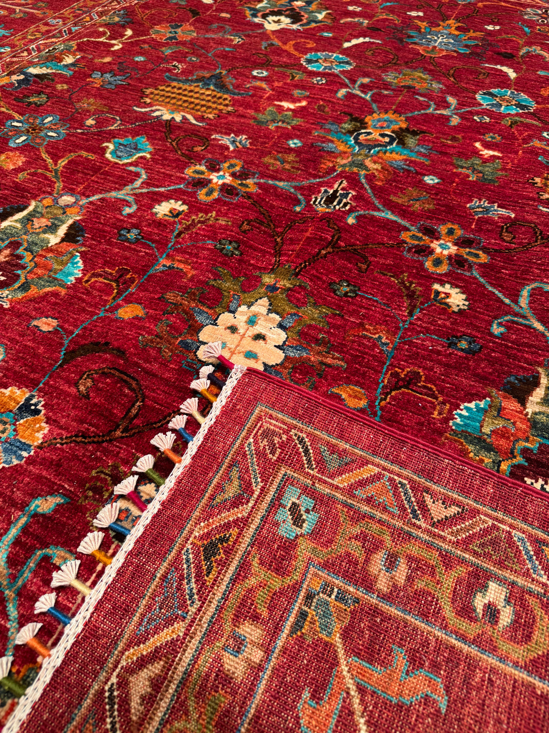 Sultani Binbirgece Original Hand Woven Red Vegetable Dyed Wool Carpet 256x299 7.65 Square Meters - 6x10 ft