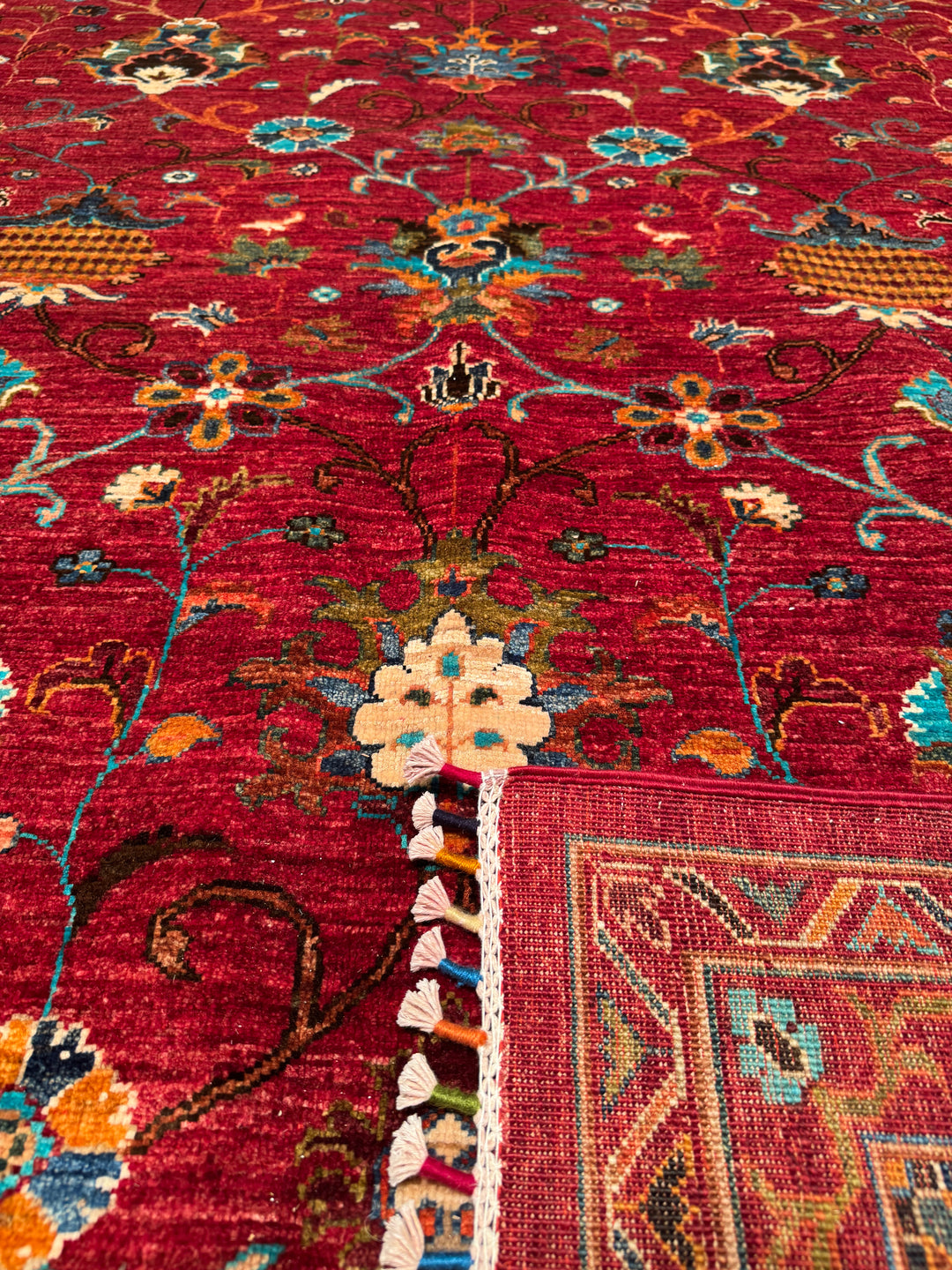 Sultani Binbirgece Original Hand Woven Red Vegetable Dyed Wool Carpet 256x299 7.65 Square Meters - 6x10 ft