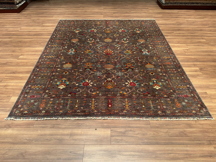 Sultani Binbirgece Original Hand Woven Brown Vegetable Dyed Wool Carpet 246x301 7.40 Square Meters - 8x10 ft