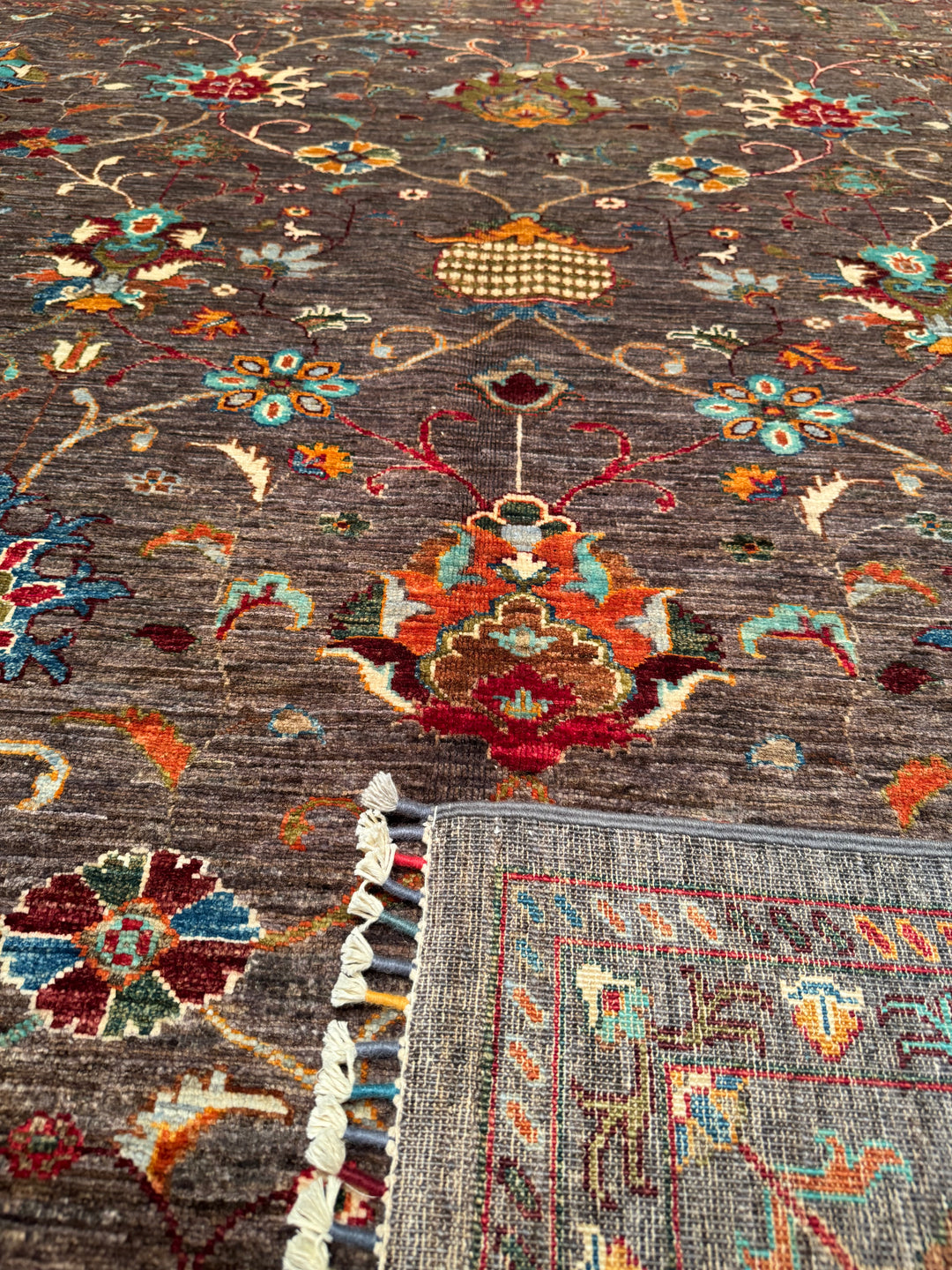 Sultani Binbirgece Original Hand Woven Brown Vegetable Dyed Wool Carpet 246x301 7.40 Square Meters - 8x10 ft