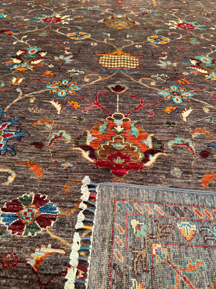 Sultani Binbirgece Original Hand Woven Brown Vegetable Dyed Wool Carpet 254x300 7.62 Square Meters - 8x10 ft