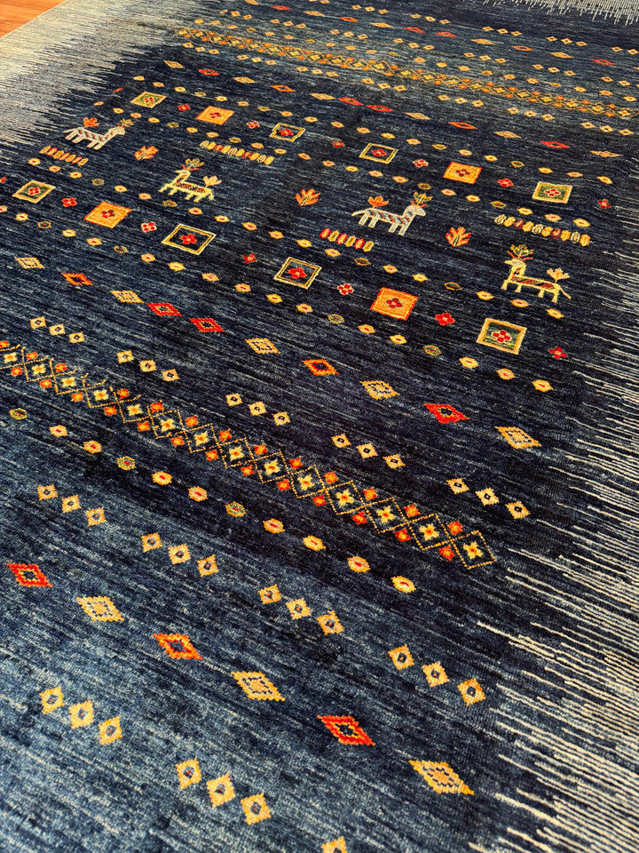 Khorjin Original Hand-Woven Blue Vegetable Dyed Wool Carpet 206x286 5.89 Square Meters - 7x10 ft