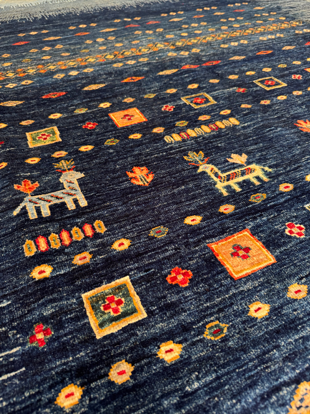Khorjin Original Hand-Woven Blue Vegetable Dyed Wool Carpet 206x286 5.89 Square Meters - 7x10 ft