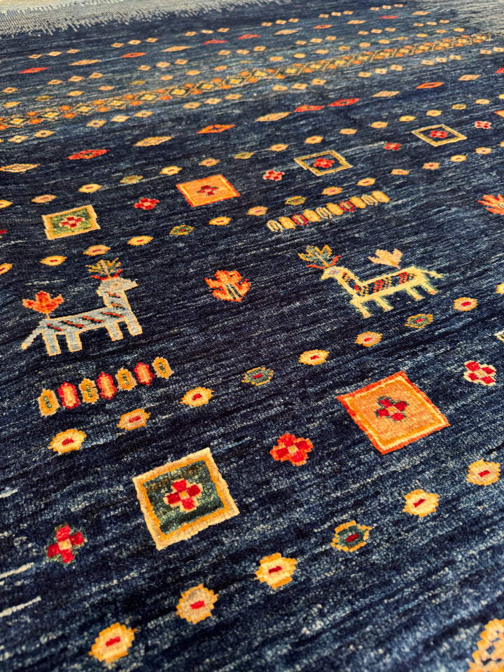 Khorjin Original Hand-Woven Blue Vegetable Dyed Wool Carpet 206x286 5.89 Square Meters - 7x10 ft