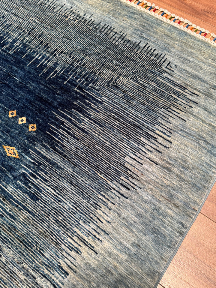 Khorjin Original Hand-Woven Blue Vegetable Dyed Wool Carpet 206x286 5.89 Square Meters - 7x10 ft