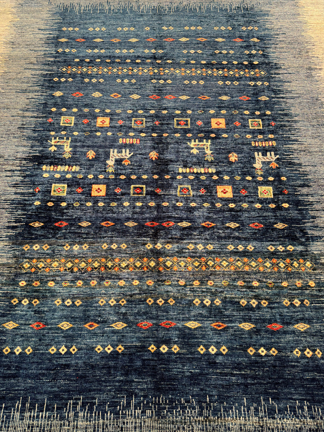Khorjin Original Hand-Woven Blue Vegetable Dyed Wool Carpet 206x286 5.89 Square Meters - 7x10 ft