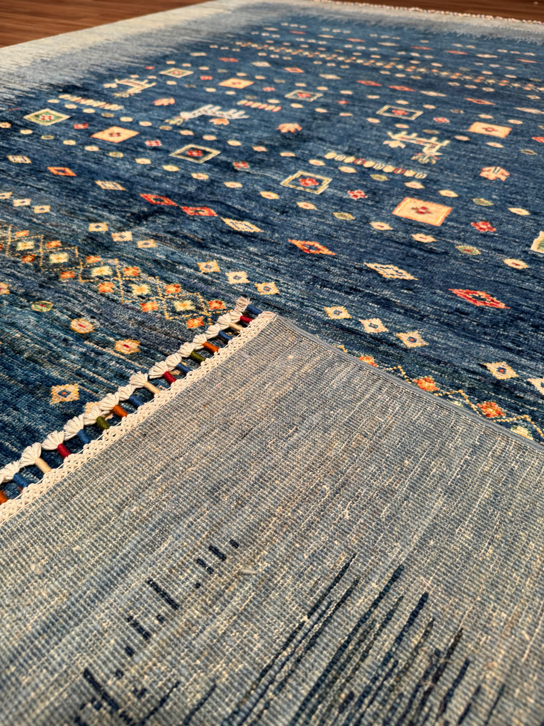 Khorjin Original Hand-Woven Blue Vegetable Dyed Wool Carpet 206x286 5.89 Square Meters - 7x10 ft