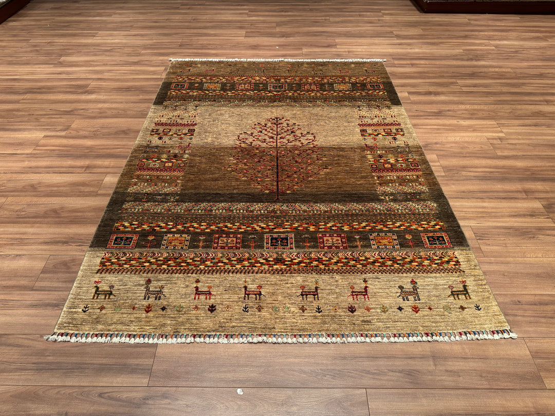 Khorjin Original Hand Woven Beige Vegetable Dyed Wool Carpet 173x240 4.15 Square Meters - 6x9 ft