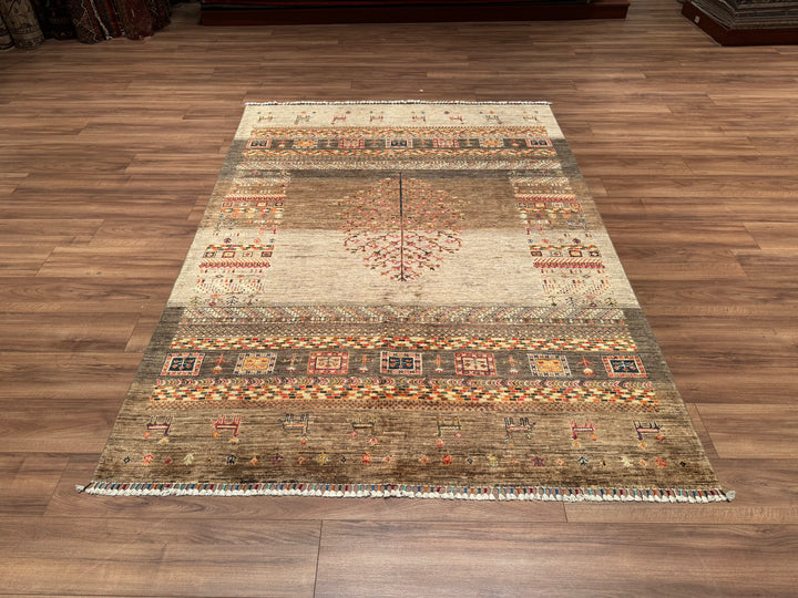 Khorjin Original Hand Woven Beige Vegetable Dyed Wool Carpet 173x240 4.15 Square Meters - 6x9 ft