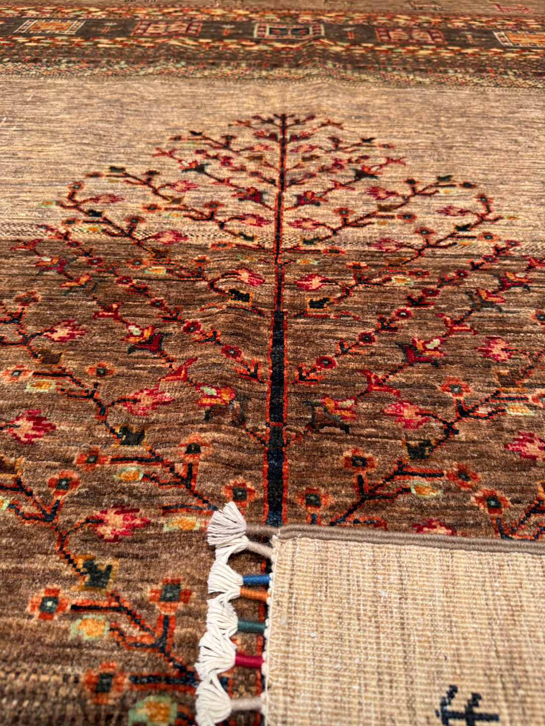 Khorjin Original Hand Woven Beige Vegetable Dyed Wool Carpet 173x240 4.15 Square Meters - 6x9 ft