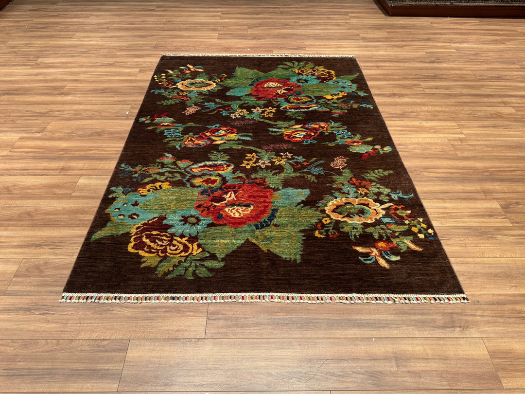 Karabakh Original Hand Woven Brown Vegetable Dyed Wool Carpet 171x235 4.02 Square Meters - 5x7 ft