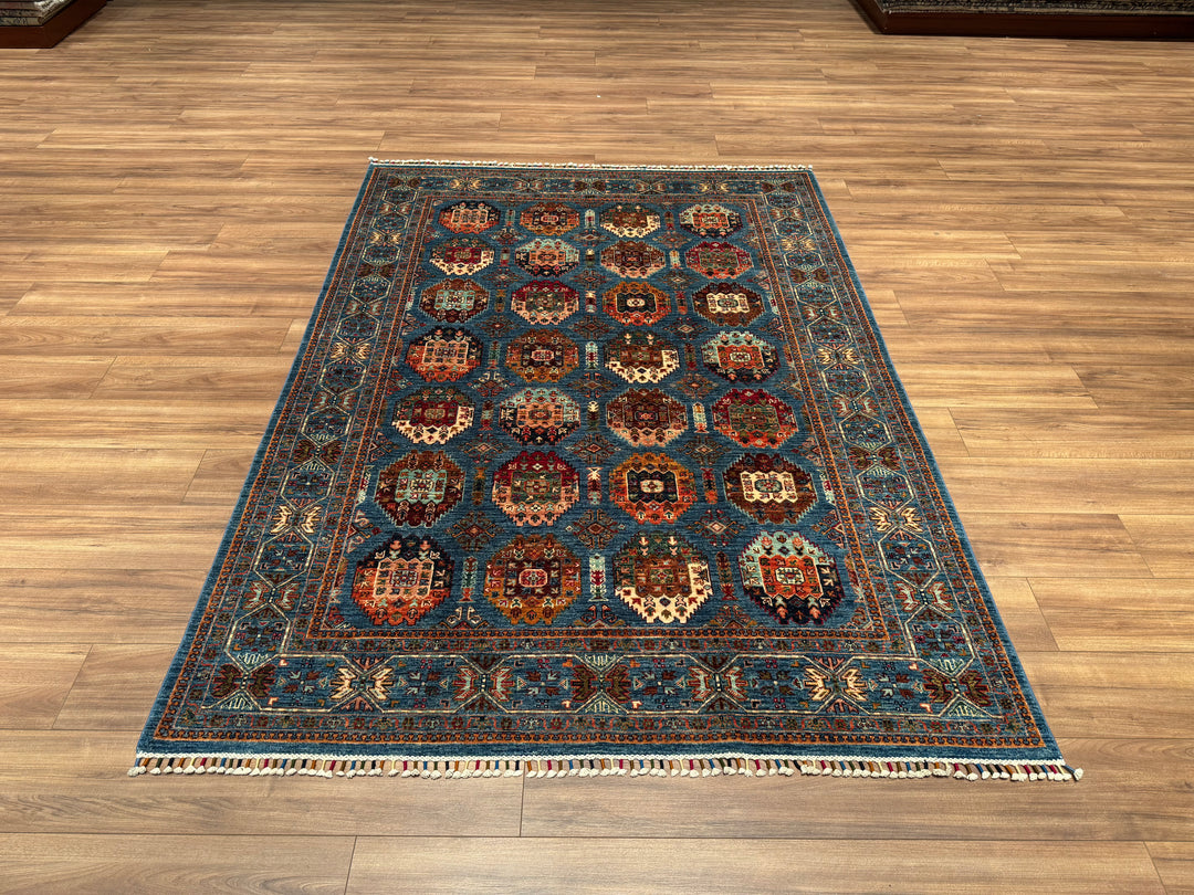 Veziri Original Hand Woven Blue Vegetable Dyed Wool Carpet 173x241 4.17 Square Meters - 6x9 ft