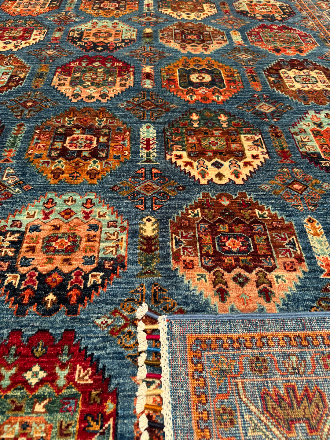 Veziri Original Hand Woven Blue Vegetable Dyed Wool Carpet 173x241 4.17 Square Meters - 6x9 ft