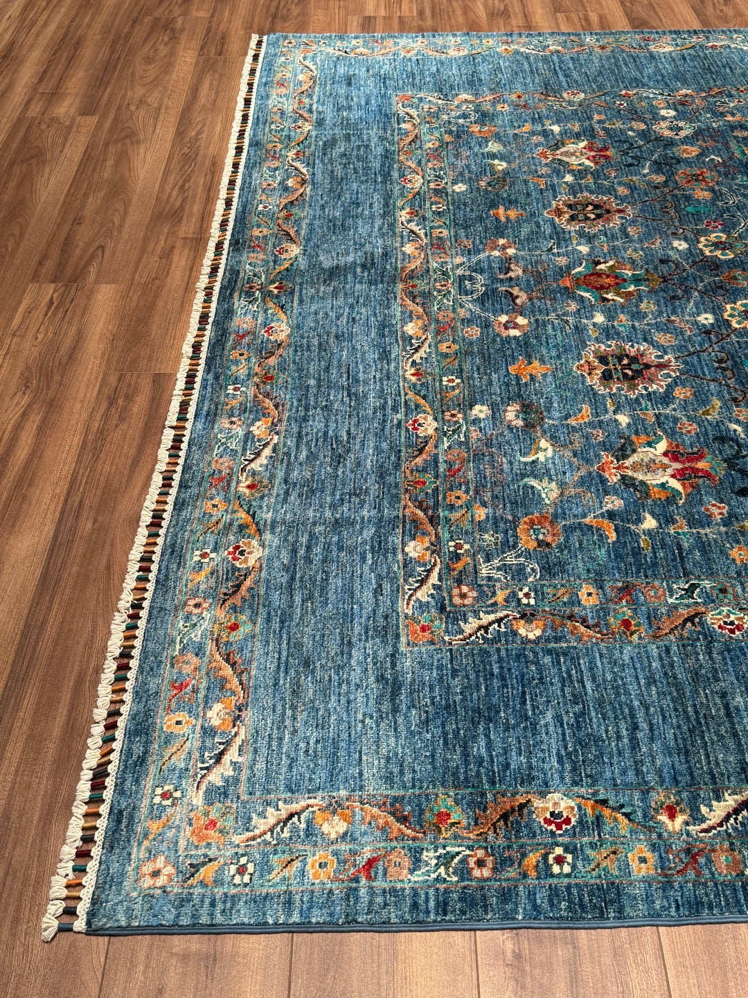 Sultani Binbirgece Orijinal El Dokuması Mavi Kök Boya Yün Halı 249x323 8.04 Metrekare - 8x10 ft