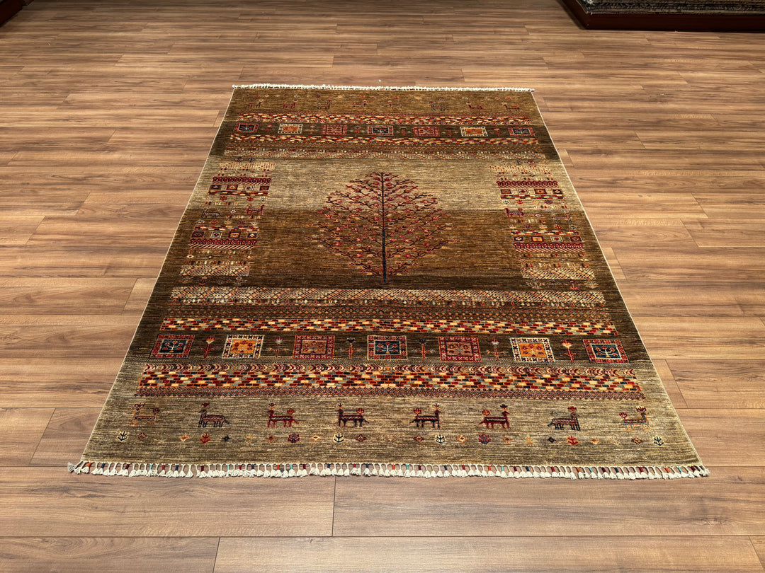 Khorjin Original Hand Woven Beige Vegetable Dyed Wool Carpet 176x237 4.17 Square Meters - 6x9 ft